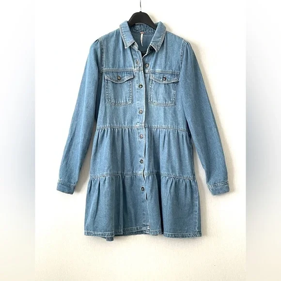 Free People Nicole Denim Shirt Dress - Picture 3 of 13